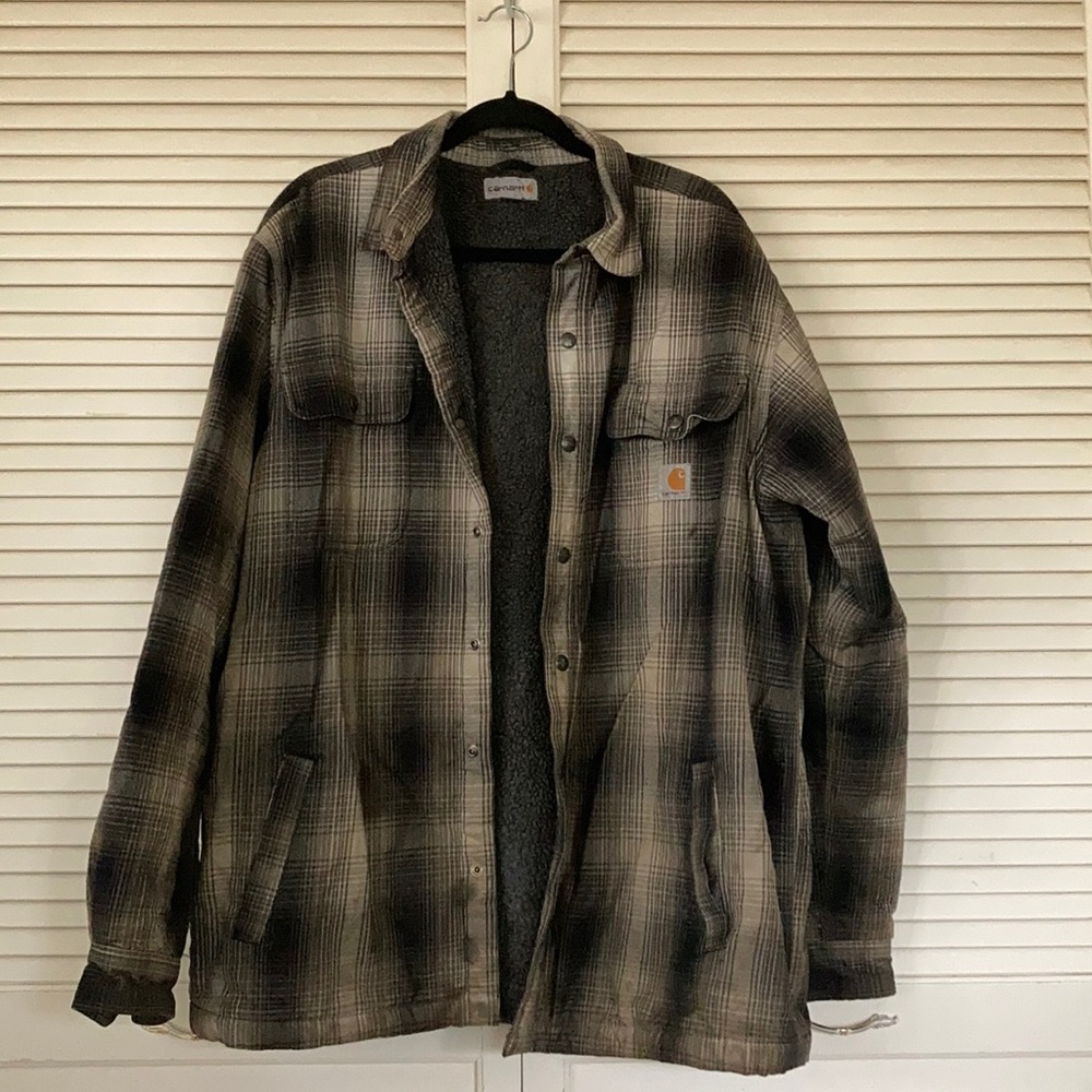 Carhartt plaid warm fuzzy interior jacket